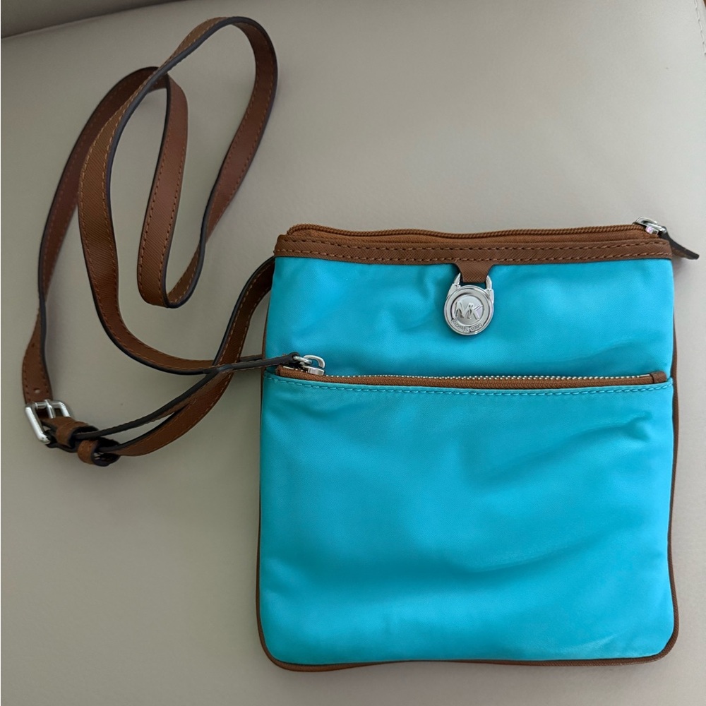 Michael Kors Kempton Nylon Crossbody Purse Aqua